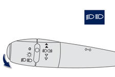 Tirez-la pour permuter l'allumage des feux de croisement / feux de route.