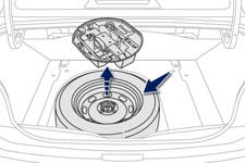 La roue de secours est installée dans le coffre sous le plancher (selon version).