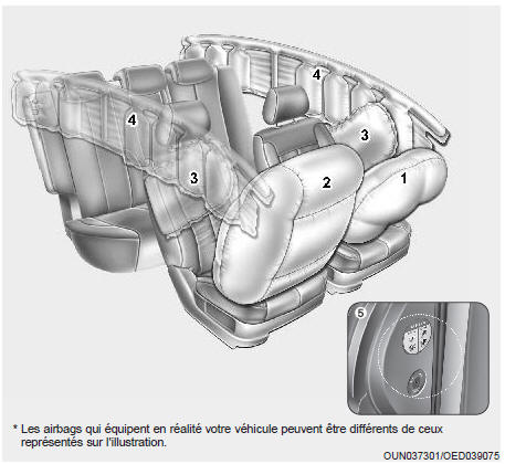 (1) Airbag conducteur frontal