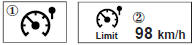 de vitesse s'allume lorsque le système de commande du limiteur de vitesse est activé.