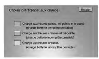 Sélection du tarif de charge de préférence